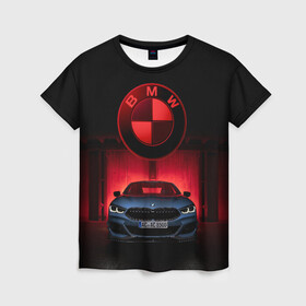 Женская футболка 3D с принтом BMW M5 в Новосибирске, 100% полиэфир ( синтетическое хлопкоподобное полотно) | прямой крой, круглый вырез горловины, длина до линии бедер | bmw | i8 | m5 | motorsport | x7 | бмв | бмв м5 | бумер | бэха | кар | машина | спорткар | супер | тачка