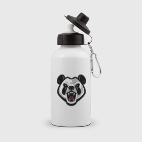 Бутылка спортивная с принтом Злая панда в Новосибирске, металл | емкость — 500 мл, в комплекте две пластиковые крышки и карабин для крепления | арт | бамбуковый медведь | бамбуковый мишка | медведь | панда | рисунок
