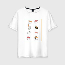 Женская футболка хлопок Oversize с принтом NEON RETRO CITY в Новосибирске, 100% хлопок | свободный крой, круглый ворот, спущенный рукав, длина до линии бедер
 | kawaii | sushi | еда | мило | суши