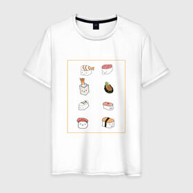 Мужская футболка хлопок с принтом NEON RETRO CITY в Новосибирске, 100% хлопок | прямой крой, круглый вырез горловины, длина до линии бедер, слегка спущенное плечо. | kawaii | sushi | еда | мило | суши