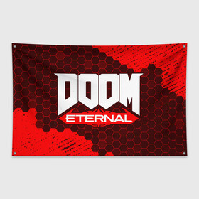 Флаг-баннер с принтом DOOM ETERNAL ДУМ ЭТЕРНАЛ в Новосибирске, 100% полиэстер | размер 67 х 109 см, плотность ткани — 95 г/м2; по краям флага есть четыре люверса для крепления | bfg | brutal | doom | eternal | ethernal | game | games | logo | дум | игра | игры | лого | логотип | логотипы | символ | символы | этернал