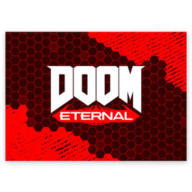 Поздравительная открытка с принтом DOOM ETERNAL / ДУМ ЭТЕРНАЛ в Новосибирске, 100% бумага | плотность бумаги 280 г/м2, матовая, на обратной стороне линовка и место для марки
 | bfg | brutal | doom | eternal | ethernal | game | games | logo | дум | игра | игры | лого | логотип | логотипы | символ | символы | этернал