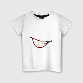 Детская футболка хлопок с принтом Ухмылка в Новосибирске, 100% хлопок | круглый вырез горловины, полуприлегающий силуэт, длина до линии бедер | арт | зубы | клык | клыки | монстр | облизывание | пасть | рисунок | рот | хищник | хищный рот | язык