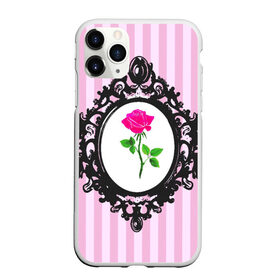 Чехол для iPhone 11 Pro Max матовый с принтом Роза в рамке в Новосибирске, Силикон |  | Тематика изображения на принте: классика | полоска | рамка | роза | розовый | черный