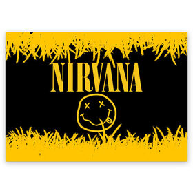 Поздравительная открытка с принтом Nirvana. в Новосибирске, 100% бумага | плотность бумаги 280 г/м2, матовая, на обратной стороне линовка и место для марки
 | music | nirvana | rock | smile | американская рок группа | гранж | известные личности | крист новоселич | курт кобейн | музыка | музыканты | нирвана | панк рок | певцы | рок | смайл | хард рок | хэви металл