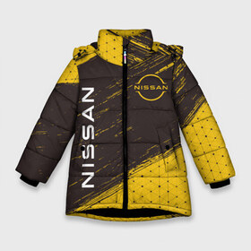 Зимняя куртка для девочек 3D с принтом NISSAN Ниссан в Новосибирске, ткань верха — 100% полиэстер; подклад — 100% полиэстер, утеплитель — 100% полиэстер. | длина ниже бедра, удлиненная спинка, воротник стойка и отстегивающийся капюшон. Есть боковые карманы с листочкой на кнопках, утяжки по низу изделия и внутренний карман на молнии. 

Предусмотрены светоотражающий принт на спинке, радужный светоотражающий элемент на пуллере молнии и на резинке для утяжки. | auto | logo | moto | nissan | symbol | авто | автомобиль | гонки | знак | лого | логотип | логотипы | марка | машина | мото | ниссан | символ | символы