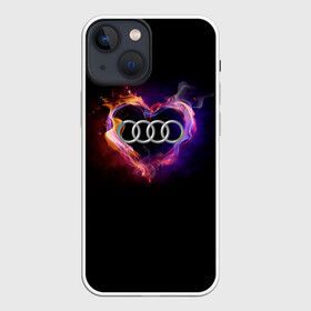 Чехол для iPhone 13 mini с принтом Audi в Новосибирске,  |  | audi | audi в сердце | audi лого | audi марка | audi эмблема | love audi | ауди | ауди значок | ауди лого | ауди чб значок | ауди эмблема | горящее сердце | значок audi | лого автомобиля | логотип audi | логотип ауди