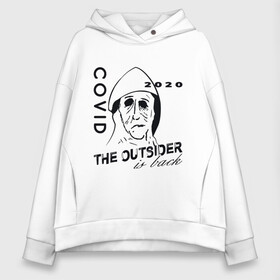 Женское худи Oversize хлопок с принтом The outsider - covid 2020 в Новосибирске, френч-терри — 70% хлопок, 30% полиэстер. Мягкий теплый начес внутри —100% хлопок | боковые карманы, эластичные манжеты и нижняя кромка, капюшон на магнитной кнопке | Тематика изображения на принте: 2020 | covid | stephen king | the outsider | аутсайдер | ковид | стивен кинг | чужак | чужой