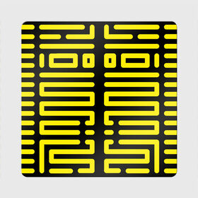 Магнит виниловый Квадрат с принтом полосы, линии, узор, в Новосибирске, полимерный материал с магнитным слоем | размер 9*9 см, закругленные углы | жёлтый | киберпанк | линии | орнамент | полосы | узор | футуризм