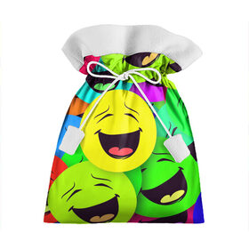 Подарочный 3D мешок с принтом смайлы, улыбки, разноцветный, в Новосибирске, 100% полиэстер | Размер: 29*39 см | разноцветный | смайлы | улыбки | эмоции