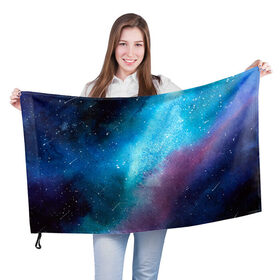 Флаг 3D с принтом Млечный путь в Новосибирске, 100% полиэстер | плотность ткани — 95 г/м2, размер — 67 х 109 см. Принт наносится с одной стороны | galaxy | space | texture | абстракция | галактика | звезды | космос | краски | млечный путь | созвездия | текстура