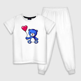 Детская пижама хлопок с принтом Медвежонок с шариком в Новосибирске, 100% хлопок |  брюки и футболка прямого кроя, без карманов, на брюках мягкая резинка на поясе и по низу штанин
 | Тематика изображения на принте: bear | love is | teddy | valentines day | валентина | влюбленный | воздушный шарик | девочкам | девушке | игрушка | кукла | лучшая | любимая | люблю | любовь | марта | медведь | медвежата | милый | няшный | плюшевый