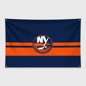 Флаг-баннер с принтом NY ISLANDERS NHL в Новосибирске, 100% полиэстер | размер 67 х 109 см, плотность ткани — 95 г/м2; по краям флага есть четыре люверса для крепления | hockey | islanders | logo | new york | ny | sport | usa | исландерс | логотип | нхл | нью йорк | спорт | хоккей