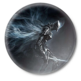 Значок с принтом Ночной рыцарь в Новосибирске,  металл | круглая форма, металлическая застежка в виде булавки | Тематика изображения на принте: ночной рыцарь | рыцарь | рыцарь с мечом | фентези | фэнтези