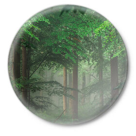 Значок с принтом Тропический лес в Новосибирске,  металл | круглая форма, металлическая застежка в виде булавки | деревья | джунгли | зеленый лес | зелень | лес | тропики | тропический лес