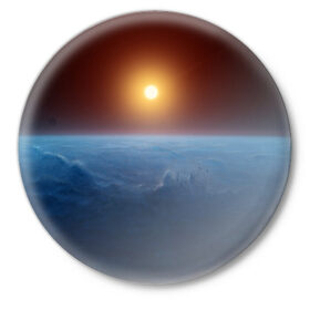 Значок с принтом Звезда по имени солнце в Новосибирске,  металл | круглая форма, металлическая застежка в виде булавки | астрономия | вселенная | звезда | космос | солнце