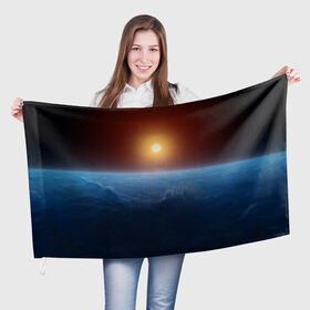 Флаг 3D с принтом Звезда по имени солнце в Новосибирске, 100% полиэстер | плотность ткани — 95 г/м2, размер — 67 х 109 см. Принт наносится с одной стороны | астрономия | вселенная | звезда | космос | солнце