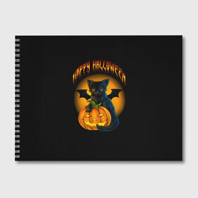 Альбом для рисования с принтом Хэллоуин в Новосибирске, 100% бумага
 | матовая бумага, плотность 200 мг. | Тематика изображения на принте: halloween | happy | happy halloween | вампир | зубы | луна | полнолуние | праздник | праздник хэллоуин | тыква | хэллоуин