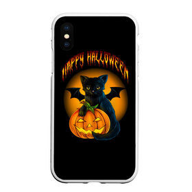 Чехол для iPhone XS Max матовый с принтом Хэллоуин в Новосибирске, Силикон | Область печати: задняя сторона чехла, без боковых панелей | Тематика изображения на принте: halloween | happy | happy halloween | вампир | зубы | луна | полнолуние | праздник | праздник хэллоуин | тыква | хэллоуин