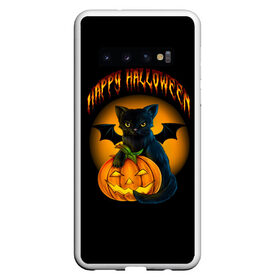 Чехол для Samsung Galaxy S10 с принтом Хэллоуин в Новосибирске, Силикон | Область печати: задняя сторона чехла, без боковых панелей | Тематика изображения на принте: halloween | happy | happy halloween | вампир | зубы | луна | полнолуние | праздник | праздник хэллоуин | тыква | хэллоуин