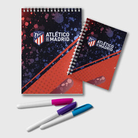 Блокнот с принтом ATLETICO MADRID / Атлетико в Новосибирске, 100% бумага | 48 листов, плотность листов — 60 г/м2, плотность картонной обложки — 250 г/м2. Листы скреплены удобной пружинной спиралью. Цвет линий — светло-серый
 | atletico | club | footbal | logo | madrid | атлетико | знак | клуб | логотип | логотипы | мадрид | символ | символы | форма | футбол | футбольная | футбольный