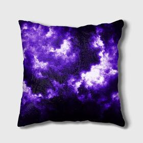 Подушка 3D с принтом Purple Clouds в Новосибирске, наволочка – 100% полиэстер, наполнитель – холлофайбер (легкий наполнитель, не вызывает аллергию). | состоит из подушки и наволочки. Наволочка на молнии, легко снимается для стирки | Тематика изображения на принте: abstraction | clouds | glow | light | purple | purple clouds | texture | абстракция | облака | свет | свечение | текстура | фиолетовые тучи | фиолетовый