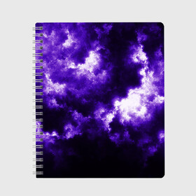 Тетрадь с принтом Purple Clouds в Новосибирске, 100% бумага | 48 листов, плотность листов — 60 г/м2, плотность картонной обложки — 250 г/м2. Листы скреплены сбоку удобной пружинной спиралью. Уголки страниц и обложки скругленные. Цвет линий — светло-серый
 | Тематика изображения на принте: abstraction | clouds | glow | light | purple | purple clouds | texture | абстракция | облака | свет | свечение | текстура | фиолетовые тучи | фиолетовый