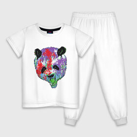 Детская пижама хлопок с принтом Панда в Новосибирске, 100% хлопок |  брюки и футболка прямого кроя, без карманов, на брюках мягкая резинка на поясе и по низу штанин
 | animal | animals | australia | bear | paint | panda | panda bear | австралия | голова | голова панды | животное | зубы | клыки | краска | краски | медведь | медведь панда | панда | пандочка | природа | рисунок
