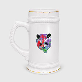 Кружка пивная с принтом Панда в Новосибирске,  керамика (Материал выдерживает высокую температуру, стоит избегать резкого перепада температур) |  объем 630 мл | animal | animals | australia | bear | paint | panda | panda bear | австралия | голова | голова панды | животное | зубы | клыки | краска | краски | медведь | медведь панда | панда | пандочка | природа | рисунок