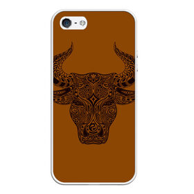 Чехол для iPhone 5/5S матовый с принтом Святая корова в Новосибирске, Силикон | Область печати: задняя сторона чехла, без боковых панелей | голова быка | голова коровы | инь янь. | корова | татуировки | узоры