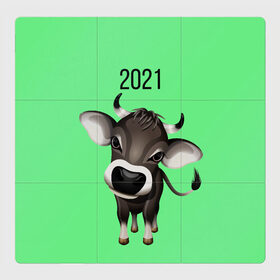 Магнитный плакат 3Х3 с принтом Год быка в Новосибирске, Полимерный материал с магнитным слоем | 9 деталей размером 9*9 см | 2021 | бычок | год быка | гороскоп | маленький бычок. | телёнок