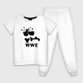 Детская пижама хлопок с принтом WWE в Новосибирске, 100% хлопок |  брюки и футболка прямого кроя, без карманов, на брюках мягкая резинка на поясе и по низу штанин
 | wwe | боевые панды | две панды | панда | панды | панды wwe | рестлинг | рестлинг панд | рестлинг панды