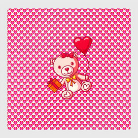 Магнитный плакат 3Х3 с принтом Медвежонок сюрприз в Новосибирске, Полимерный материал с магнитным слоем | 9 деталей размером 9*9 см | baby | bear | love is | teddy | valentines | бабочка | бантик | валентина | влюбленный | воздушный шарик | девочка | игрушка | лучшая мама | любимая жена | люблю | любовь | малыш | марта | медведь | медвежата | милый