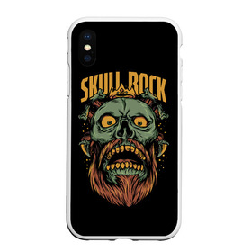 Чехол для iPhone XS Max матовый с принтом Skull Rock в Новосибирске, Силикон | Область печати: задняя сторона чехла, без боковых панелей | art | beard | eyes | music | rock | skull | teeth | арт | борода | глаза | зубы | музыка | рок | череп