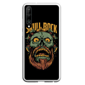 Чехол для Honor P30 с принтом Skull Rock в Новосибирске, Силикон | Область печати: задняя сторона чехла, без боковых панелей | Тематика изображения на принте: art | beard | eyes | music | rock | skull | teeth | арт | борода | глаза | зубы | музыка | рок | череп