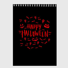 Скетчбук с принтом Halloween в Новосибирске, 100% бумага
 | 48 листов, плотность листов — 100 г/м2, плотность картонной обложки — 250 г/м2. Листы скреплены сверху удобной пружинной спиралью | halloween | jack | lantern | pumpkin | светильник джека | хэллоуин