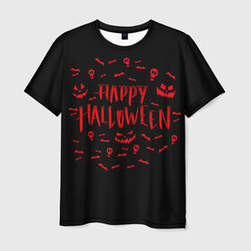 Мужская футболка 3D с принтом Halloween в Новосибирске, 100% полиэфир | прямой крой, круглый вырез горловины, длина до линии бедер | halloween | jack | lantern | pumpkin | светильник джека | хэллоуин