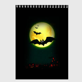 Скетчбук с принтом Halloween в Новосибирске, 100% бумага
 | 48 листов, плотность листов — 100 г/м2, плотность картонной обложки — 250 г/м2. Листы скреплены сверху удобной пружинной спиралью | halloween | jack | lantern | pumpkin | светильник джека | хэллоуин