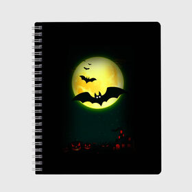 Тетрадь с принтом Halloween в Новосибирске, 100% бумага | 48 листов, плотность листов — 60 г/м2, плотность картонной обложки — 250 г/м2. Листы скреплены сбоку удобной пружинной спиралью. Уголки страниц и обложки скругленные. Цвет линий — светло-серый
 | halloween | jack | lantern | pumpkin | светильник джека | хэллоуин