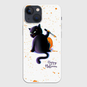 Чехол для iPhone 13 mini с принтом Halloween в Новосибирске,  |  | 31 октября | halloween | halowen | ведьма | день всех святых | джек | костюм | кровь | лого | монстр | надпись | праздник | приведение | призрак | светильник | символ | страшная | тыква | ужасы | хеллоуин | хеллуин