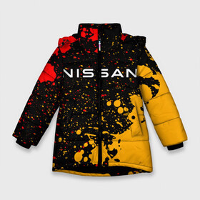 Зимняя куртка для девочек 3D с принтом NISSAN Ниссан в Новосибирске, ткань верха — 100% полиэстер; подклад — 100% полиэстер, утеплитель — 100% полиэстер. | длина ниже бедра, удлиненная спинка, воротник стойка и отстегивающийся капюшон. Есть боковые карманы с листочкой на кнопках, утяжки по низу изделия и внутренний карман на молнии. 

Предусмотрены светоотражающий принт на спинке, радужный светоотражающий элемент на пуллере молнии и на резинке для утяжки. | auto | logo | moto | nissan | symbol | авто | автомобиль | гонки | знак | лого | логотип | логотипы | марка | машина | мото | ниссан | символ | символы