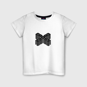Детская футболка хлопок с принтом Cross / Перекрестие в Новосибирске, 100% хлопок | круглый вырез горловины, полуприлегающий силуэт, длина до линии бедер | Тематика изображения на принте: 3d | 3д | black | cross | геометрия | крест | крестик | объём | прикольная надпись | фигура | чёрный