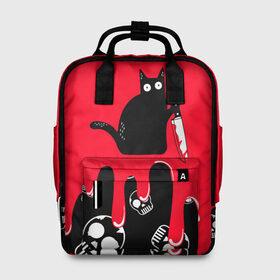 Женский рюкзак 3D с принтом WHAT CAT в Новосибирске, 100% полиэстер | лямки с регулируемой длиной, сверху ручки, чтобы рюкзак нести как сумку. Основное отделение закрывается на молнию, как и внешний карман. Внутри два дополнительных кармана, один из которых закрывается на молнию. По бокам два дополнительных кармашка, куда поместится маленькая бутылочка
 | art | black | black cat | cat | dark | dark cat | halloween | what | what cat | what mem | арт | кот | кот арт | кот мем | мем | нож | праздник | прикол | прикольный кот | убица | хэллоуин | чёрный | чёрный кот | что | что мем