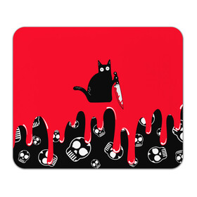 Коврик для мышки прямоугольный с принтом WHAT CAT в Новосибирске, натуральный каучук | размер 230 х 185 мм; запечатка лицевой стороны | Тематика изображения на принте: art | black | black cat | cat | dark | dark cat | halloween | what | what cat | what mem | арт | кот | кот арт | кот мем | мем | нож | праздник | прикол | прикольный кот | убица | хэллоуин | чёрный | чёрный кот | что | что мем