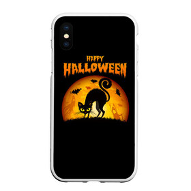 Чехол для iPhone XS Max матовый с принтом Helloween в Новосибирске, Силикон | Область печати: задняя сторона чехла, без боковых панелей | halloween | ведьма | летучая мышь | полнолуние | привидение | призрак | тыква | хеллоуин | хелуин | хэллоин | хэллоуин | хэлоуин | хэлуин | черный кот