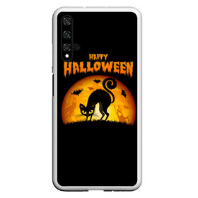 Чехол для Honor 20 с принтом Helloween в Новосибирске, Силикон | Область печати: задняя сторона чехла, без боковых панелей | Тематика изображения на принте: halloween | ведьма | летучая мышь | полнолуние | привидение | призрак | тыква | хеллоуин | хелуин | хэллоин | хэллоуин | хэлоуин | хэлуин | черный кот