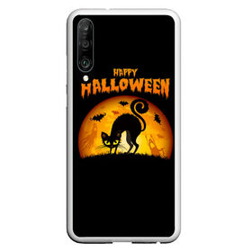 Чехол для Honor P30 с принтом Helloween в Новосибирске, Силикон | Область печати: задняя сторона чехла, без боковых панелей | halloween | ведьма | летучая мышь | полнолуние | привидение | призрак | тыква | хеллоуин | хелуин | хэллоин | хэллоуин | хэлоуин | хэлуин | черный кот