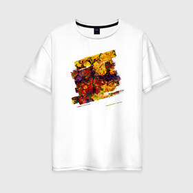 Женская футболка хлопок Oversize с принтом Взрыв цвета в Новосибирске, 100% хлопок | свободный крой, круглый ворот, спущенный рукав, длина до линии бедер
 | желтый | красный | синий | фиолетовый | чёрный