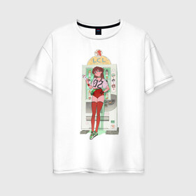 Женская футболка хлопок Oversize с принтом АСКА ЕВАНГЕЛИОН в Новосибирске, 100% хлопок | свободный крой, круглый ворот, спущенный рукав, длина до линии бедер
 | 02 | evangelion | аниме | аска | ева | евангелион | манга | ноль два | синдизи