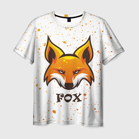 Мужская футболка 3D с принтом FOX в Новосибирске, 100% полиэфир | прямой крой, круглый вырез горловины, длина до линии бедер | animals | fox | foxes | foxy | ginger | животные | лис | лиса | лисенок | лисий | лисица | лисицы | лисичка | лисички | лисы | лисята | оранжевый